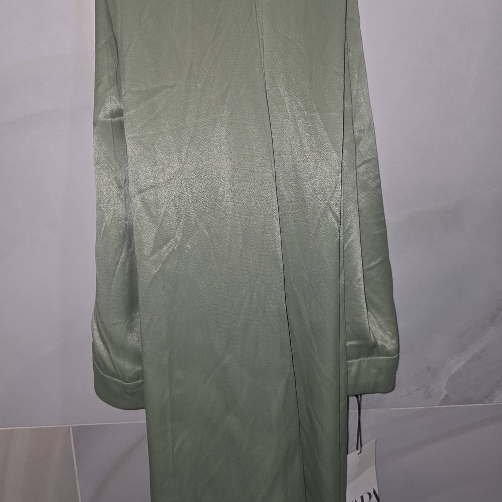 Zara Sage Green Wide Leg Dress Pants